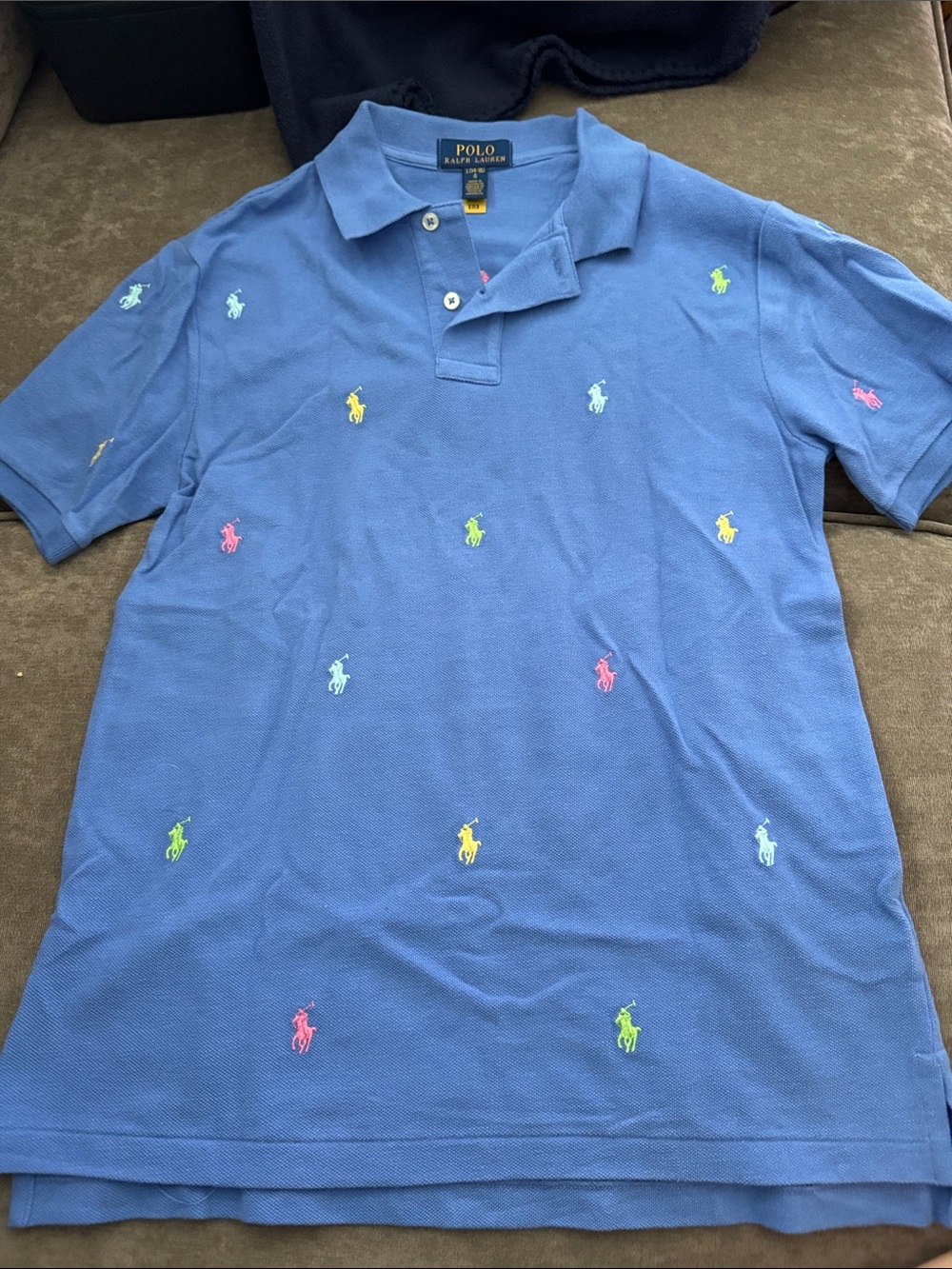 Polo by Ralph Lauren Blue Polo with Multicolor Pony Embroidery
